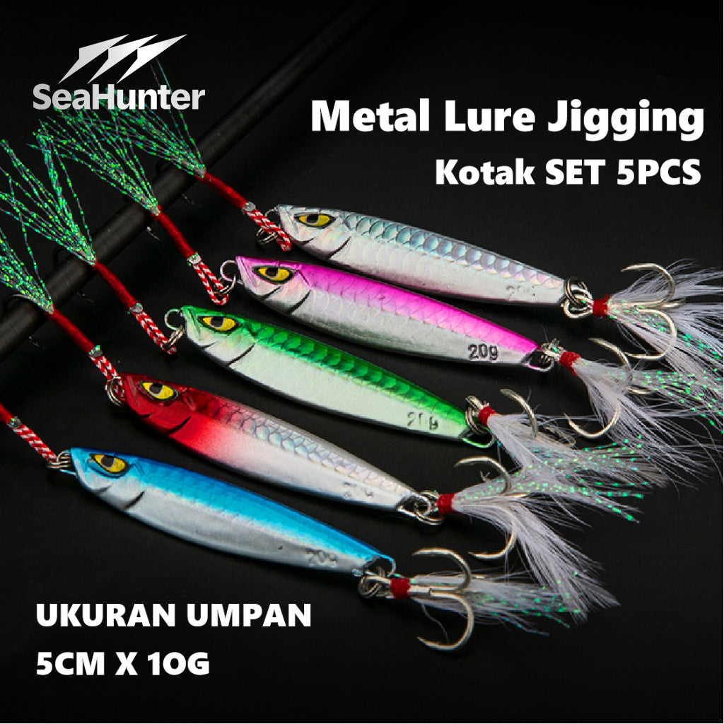 SeaHunter Fishing Lure Set Includes Frog Lures Metal Jigs Mirror Baits and Tackle Box 1Set