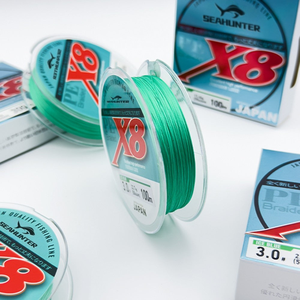 [OFFICIAL] SeaHunter Blue Shark 100M&150M&300M PE X8 Senar Pancing, Tahan Aus Senar PE X8 Hijau Merah Anti Kusut Tali Pancing Dikepang 300m Halus Lembut Jepang Braided Fishing Line Memancing Di Laut