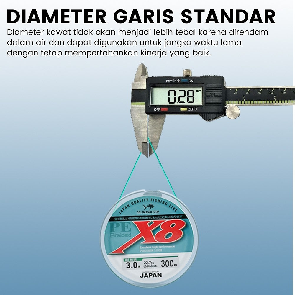[OFFICIAL] SeaHunter Blue Shark 100M&150M&300M PE X8 Senar Pancing, Tahan Aus Senar PE X8 Hijau Merah Anti Kusut Tali Pancing Dikepang 300m Halus Lembut Jepang Braided Fishing Line Memancing Di Laut