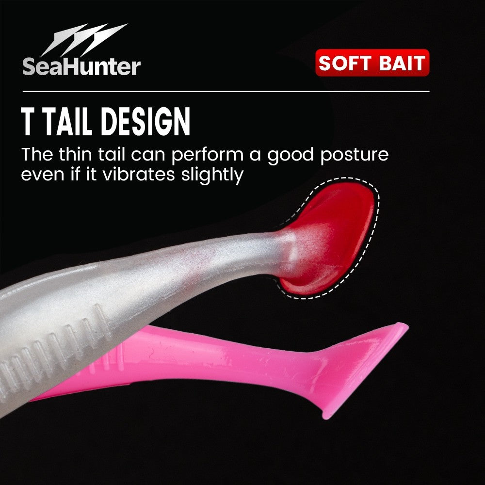 SeaHunter 6pcs TPE Soft T-Tail Lure Set 7.5cm 4g Artificial Swimbaits for Saltwater Freshwater 1Set