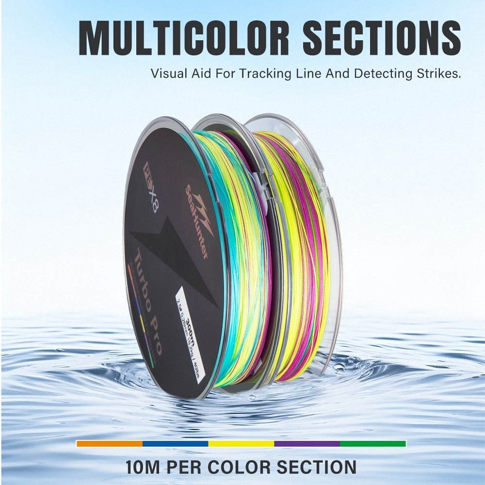 SeaHunter Turbo Pro 300M PE X8 Braided Fishing Line Multicolor Saltwater Freshwater Japan Quality 1PC