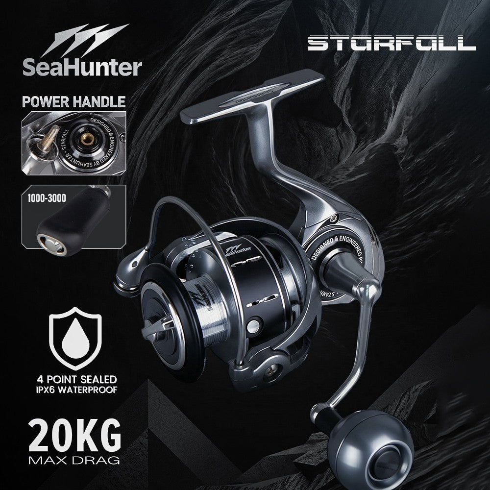 SeaHunter Starfall 20kg Max Drag Power Handle Spinning Reel CNC Spool Saltwater Freshwater Fishing Reel 1PC
