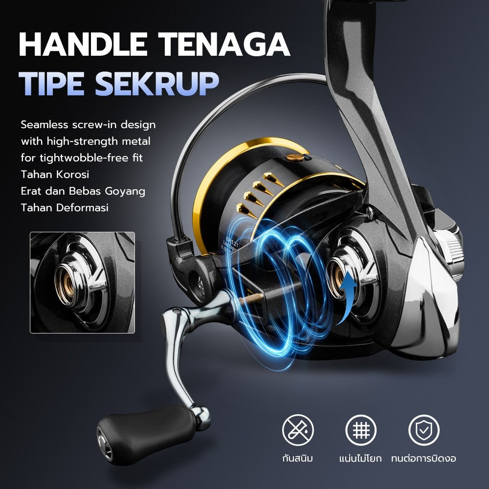 [OFFICIAL] SeaHunter TURBO PRO Spinning Reel 15KG Max Drag Power Handle CNC Aluminium Spool 5+1BB Saltwater Freshwater Fishing Reel Gear Ratio 5.2:1 / 4.9:1