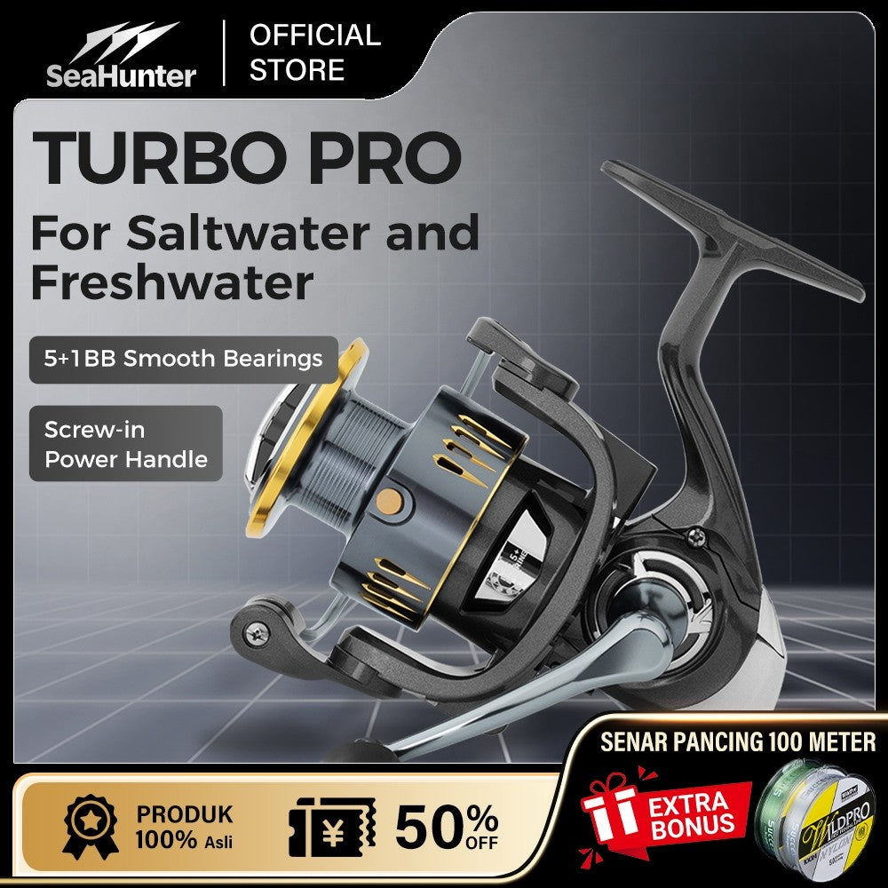 [OFFICIAL] SeaHunter TURBO PRO Spinning Reel 15KG Max Drag Power Handle CNC Aluminium Spool 5+1BB Saltwater Freshwater Fishing Reel Gear Ratio 5.2:1 / 4.9:1