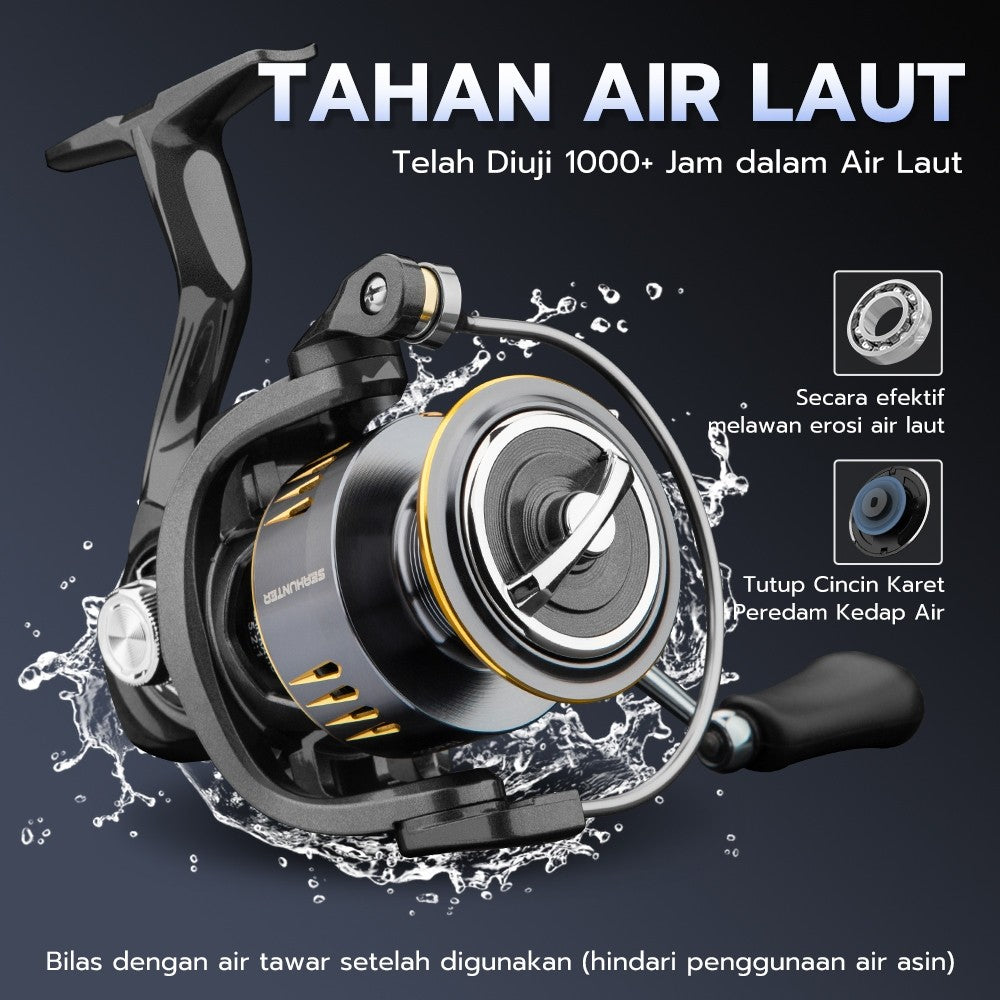[OFFICIAL] SeaHunter TURBO PRO Spinning Reel 15KG Max Drag Power Handle CNC Aluminium Spool 5+1BB Saltwater Freshwater Fishing Reel Gear Ratio 5.2:1 / 4.9:1
