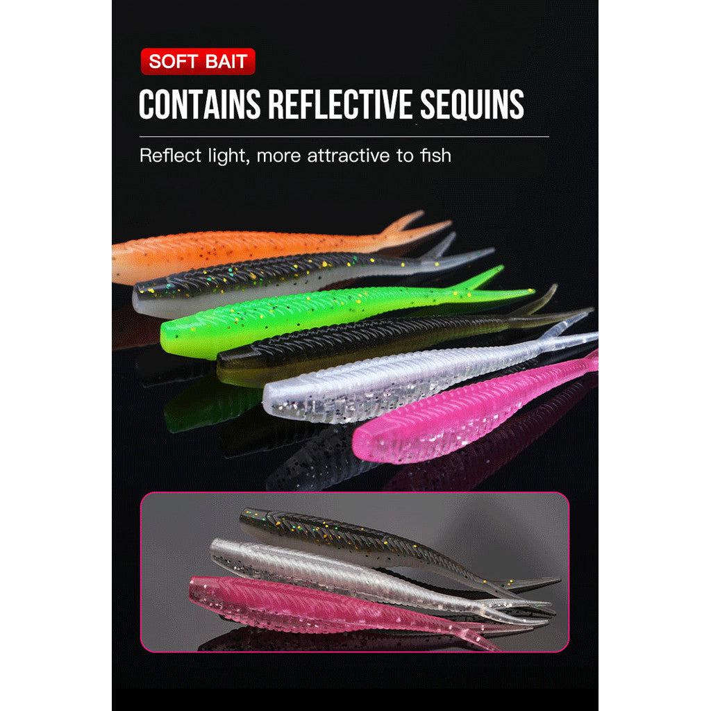 SeaHunter Soft Bait Fishing Lure Set 10pcs Paddle Tail T-Tail with Hooks and Box 1Set