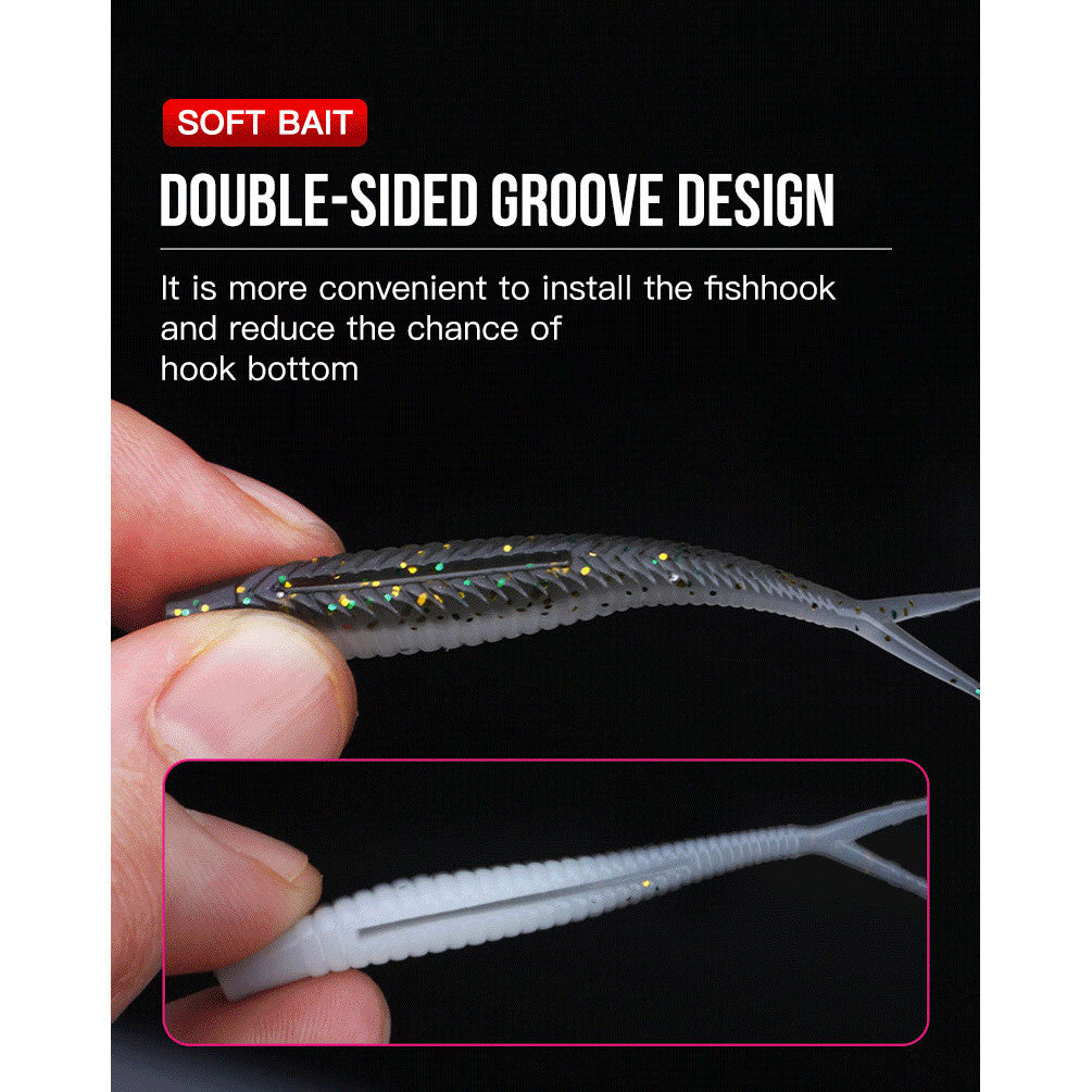 SeaHunter Soft Bait Fishing Lure Set 10pcs Paddle Tail T-Tail with Hooks and Box 1Set